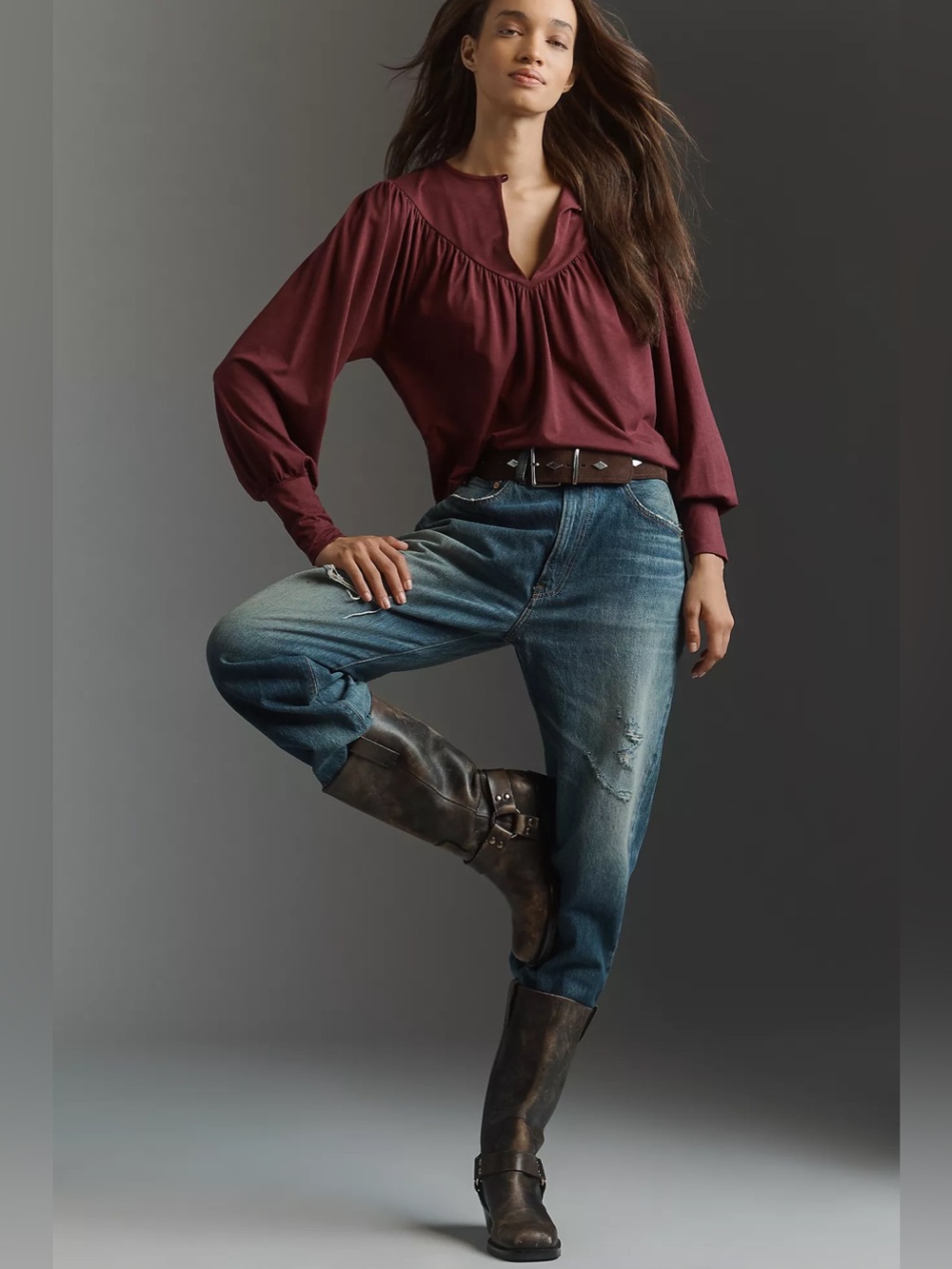 Anthropologie Nation LTD NWT Jeannie Keyhole Top in Port